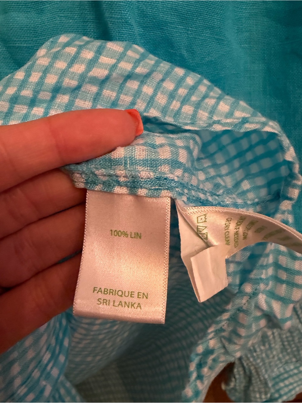 Lilly Pulitzer Turquoise Button-Down linen gingham Shirt and shorts set - Picture 4 of 7
